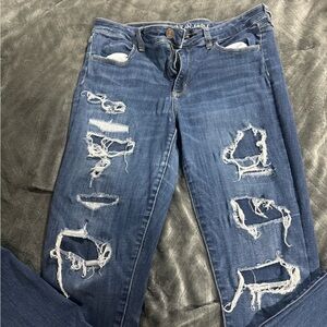 American Eagle Outfitters Women's Ripped Blue Skinny Jeans